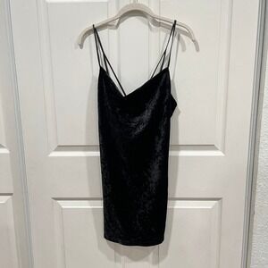 Bardot‎ Black Velvet Mini Dress Spaghetti Strap Sleeveless Party Cocktail XS/4